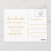 Gold Script Graduation Party | De datum-foto opsla Briefkaart (Achterkant)
