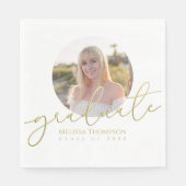 Gold Script Graduation Party Foto Aangepast Servet (Voorkant)
