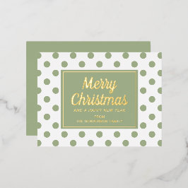 Gold Script Green Polka Dots Merry kerst Folie Feestdagen Briefkaart