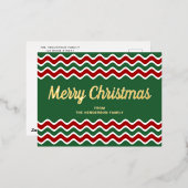 Gold Script Green Stripes Merry Kerstmis Folie Feestdagen Briefkaart (Voorkant / Achterkant)