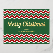 Gold Script Green Stripes Merry Kerstmis
