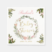 Gold Script Greenery Floral Wreated Baby shower Servet (Voorkant)