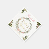 Gold Script Greenery Floral Wreated Baby shower Servet (Hoek)