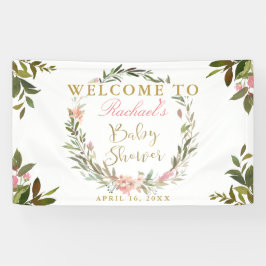 Gold Script Greenery Wreath Baby shower Banner