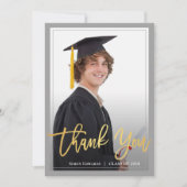 Gold Script Grey & Blue Afstuderen Foto Hartelijk  Aankondiging (Voorkant)