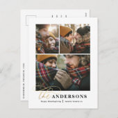 Gold script groene vlakid multi-foto Thanksgiving Feestdagenkaart (Voorkant / Achterkant)