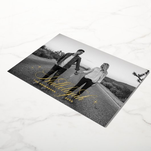 Gold Script Hallelujah Christmas | Religieuze foto Folie Feestdagenkaart (Gedraaid)