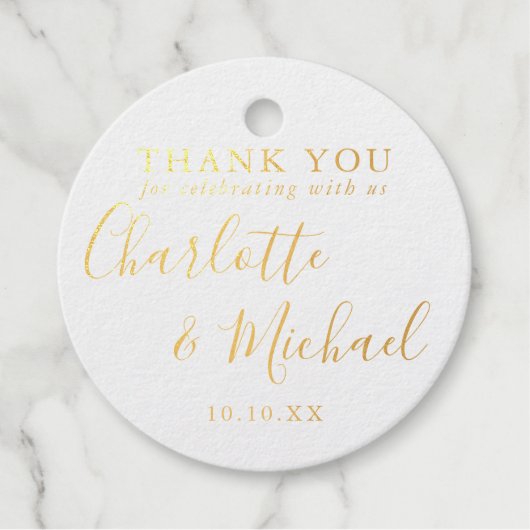 Gold Script-handtekening Weddenschap Hartelijk dan Bedankjes Labels (Voorkant)