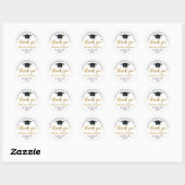 Gold Script Hartelijk dank Afstuderen Ronde Sticker (Vel)