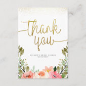 Gold Script Hartelijk dank | Roze Waterverf Floral Bedankkaart (Voorkant)