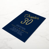 Gold Script Hoofdstuk 30 Blue 30th Birthday Party Folie Uitnodiging (Gedraaid)