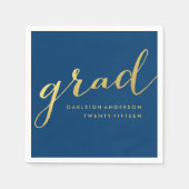Gold Script in Navy Afstuderen Servet (Voorkant)