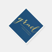 Gold Script in Navy Afstuderen Servet (Hoek)