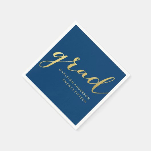 Gold Script in Navy Afstuderen Servet (Hoek)