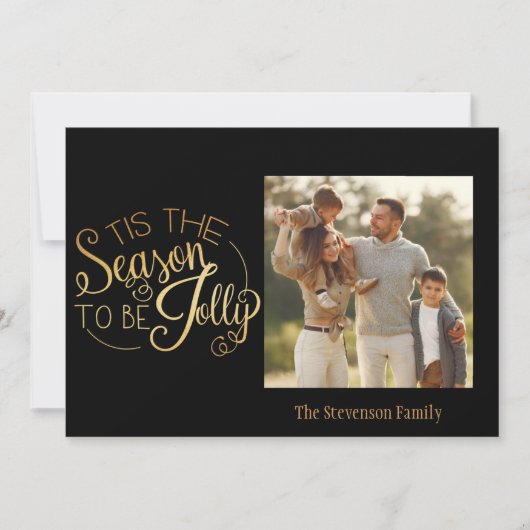 Gold Script is de seizoensgevoelige fotokaart Feestdagenkaart (Voorkant)