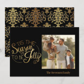 Gold Script is de seizoensgevoelige fotokaart Feestdagenkaart (Voorkant / Achterkant)
