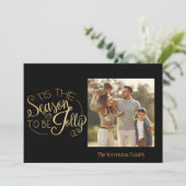 Gold Script is de seizoensgevoelige fotokaart Feestdagenkaart (Staand voorkant)