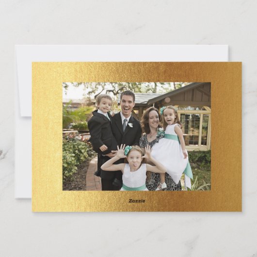 Gold Script Joy Photo Holiday Card Feestdagenkaart (Achterkant)