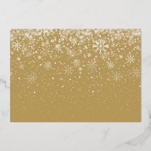 Gold Script Joyful 4-foto met Kerstmis Folie Feestdagenkaart (Achterkant)