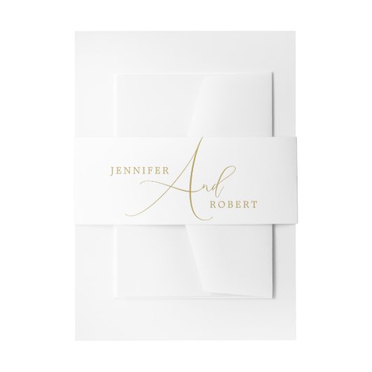 Gold Script-kalligrafie op witte achtergrond Uitnodigingen Wikkel (Voorkant Voorbeeld)
