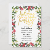 Gold Script Kerstfeest Bloemen Rustiek Kaart (Voorkant)