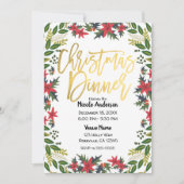Gold Script Kerstfeest Bloemen Rustiek Kaart (Voorkant)