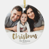 Gold Script-kerstfotoserie: keramiek Keramisch Ornament (Voorkant)