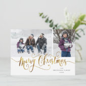 Gold Script-kersttartan-fotokaart Feestdagenkaart (Staand voorkant)