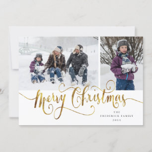 Gold Script-kersttartan-fotokaart Feestdagenkaart