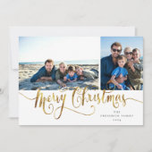Gold Script-kersttartan-fotokaart Feestdagenkaart (Voorkant)