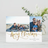 Gold Script-kersttartan-fotokaart Feestdagenkaart (Staand voorkant)