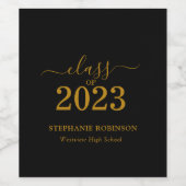 Gold Script-klasse van 2023 op Black Afstudeerder  Wijn Etiket (Enkel label)