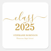 Gold Script Klasse van 2025 Graduation Party Vierkante Sticker (Voorkant)