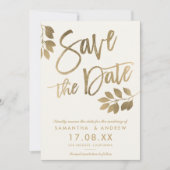 Gold script leaf bruiloft, behalve de datum save the date (Voorkant)