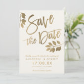 Gold script leaf bruiloft, behalve de datum save the date (Staand voorkant)