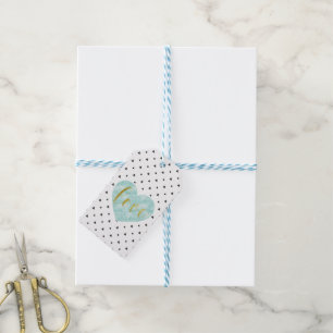 Gold Script "Love" op Waterverf Heart Cadeaulabel