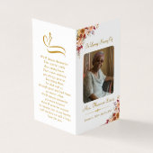 Gold Script Memorial Photo Folder Prayer Kaart (Buitenkant)