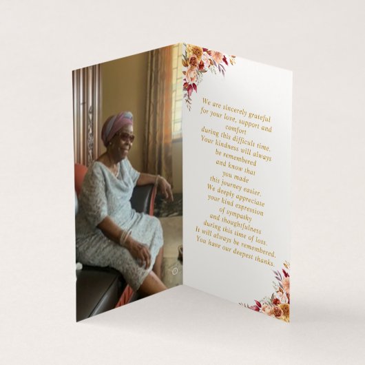 Gold Script Memorial Photo Folder Prayer Kaart (Binnen)