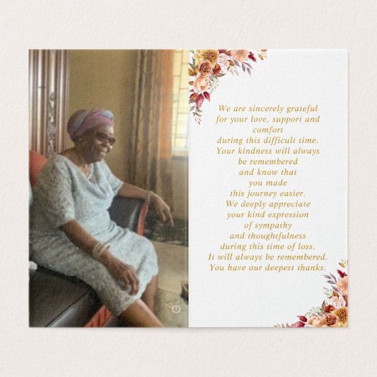 Gold Script Memorial Photo Folder Prayer Kaart (Binnenkant ongevouwen)