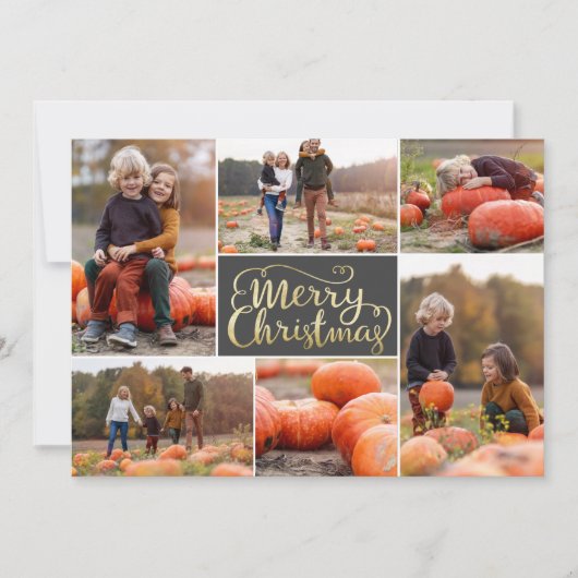 Gold Script Merry Kerstcollage Holiday-kaart Feestdagenkaart (Voorkant)