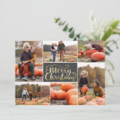 Gold Script Merry Kerstcollage Holiday-kaart Feestdagenkaart (Staand voorkant)