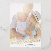 Gold Script Merry kerstFolie Holiday Kaart (Voorkant)