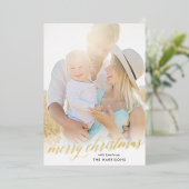 Gold Script Merry kerstFolie Holiday Kaart (Staand Voorkant)