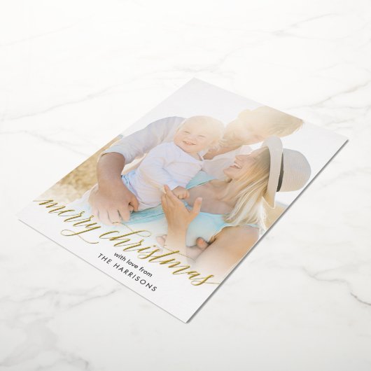 Gold Script Merry kerstFolie Holiday Kaart (Gedraaid)