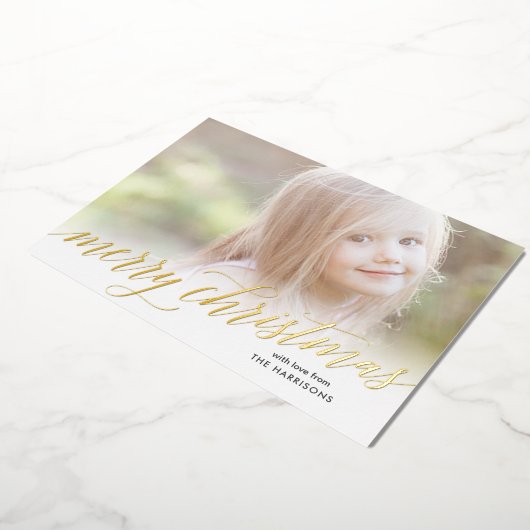 Gold Script Merry kerstFolie Holiday Kaart (Gedraaid)