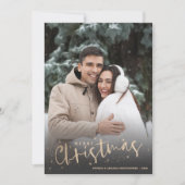 Gold Script Merry-kerstfoto Feestdagenkaart (Voorkant)