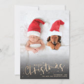 Gold Script Merry-kerstfoto Feestdagenkaart (Voorkant)