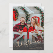 Gold Script Merry-kerstfoto Feestdagenkaart (Voorkant)