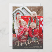 Gold Script Merry-kerstfoto Feestdagenkaart (Voorkant)