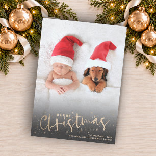 Gold Script Merry-kerstfoto Feestdagenkaart